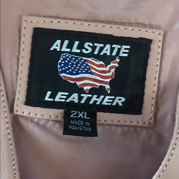 Allstate Vintage Pink Genuine Leather Vest Gypsy Renaissance Boho Western 2XL - Picture 5 of 10